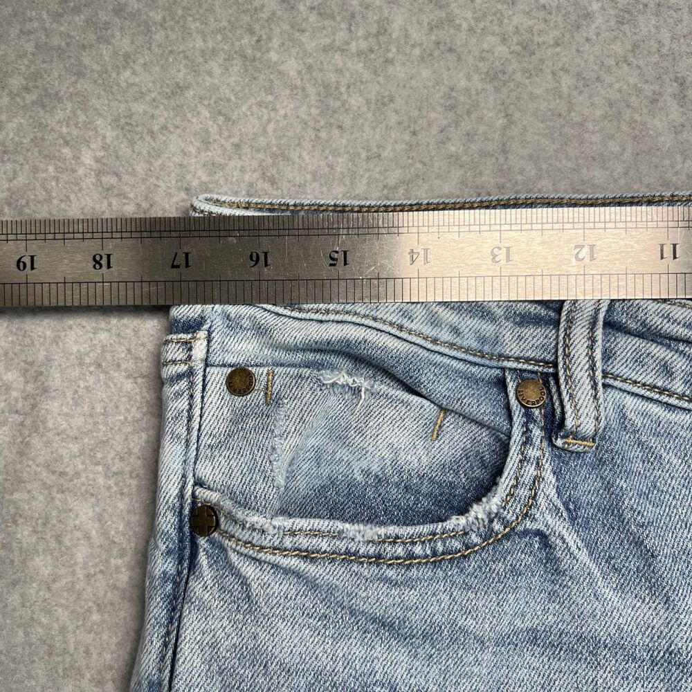 Liverpool Jeans Hannah Crop Flare Leg 12/31 Blue Distressed Denim Fray Hem Boho - Picture 6 of 16